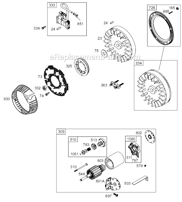 Page E Diagram and Parts List for 19K400SERIES 0110-0115 Briggs and Stratton Engine